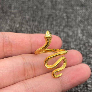 18K Gold Plated Textured Snake Adjustable Ring - Rise and Redemption