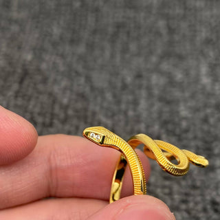 18K Gold Plated Textured Snake Adjustable Ring - Rise and Redemption