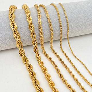 18K Gold - plated Twists Shape Stainless Steel Chain - MJ/FGS - Rise and Redemption