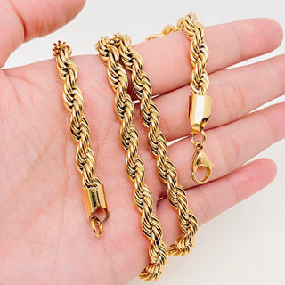 18K Gold - plated Twists Shape Stainless Steel Chain - MJ/FGS - Rise and Redemption