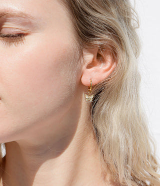 18K Gold PVD Stainless Steel Butterfly Huggie Earrings - Rise and Redemption
