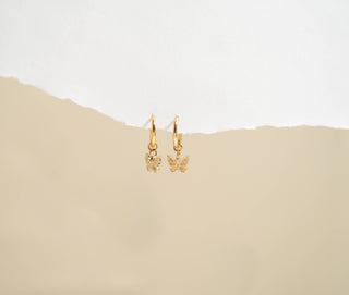 18K Gold PVD Stainless Steel Butterfly Huggie Earrings - Rise and Redemption