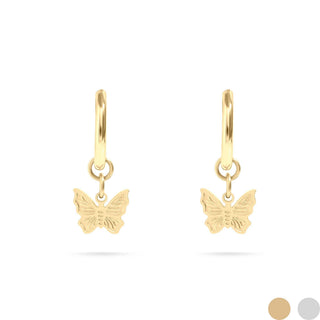 18K Gold PVD Stainless Steel Butterfly Huggie Earrings - Rise and Redemption