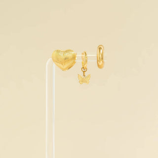 18K Gold PVD Stainless Steel Butterfly Huggie Earrings - Rise and Redemption