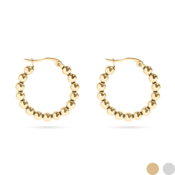 18K Gold PVD Stainless Steel Circle Ball Hoop Earrings - Rise and Redemption