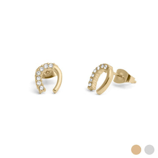 18K Gold PVD Stainless Steel Horse Shoe Stone Earring - Rise and Redemption