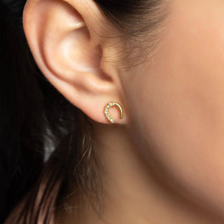 18K Gold PVD Stainless Steel Horse Shoe Stone Earring - Rise and Redemption
