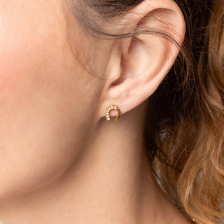 18K Gold PVD Stainless Steel Horse Shoe Stone Earring - Rise and Redemption