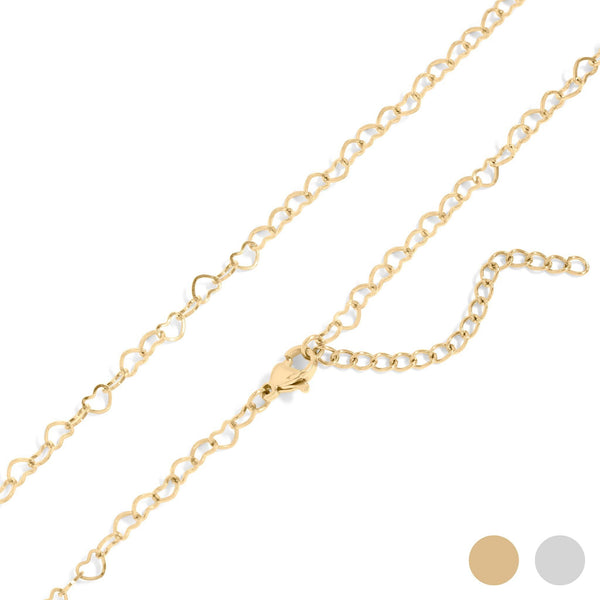 18K Gold PVD Stainless Steel Linked Heart Chain Necklace - Rise and Redemption