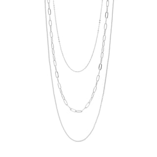 18K Gold PVD Stainless Steel Loop, Box, and Paperclip Layered Chain Necklace - Rise and Redemption