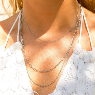 18K Gold PVD Stainless Steel Loop, Box, and Paperclip Layered Chain Necklace - Rise and Redemption