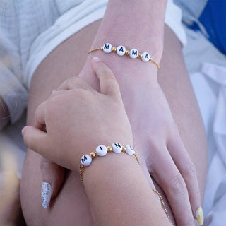 18K Gold PVD Stainless Steel "Mama" Beaded Charm Bracelet - Rise and Redemption