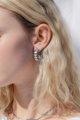 18K Gold PVD Stainless Steel Marquis CZ Stone Hoop Earrings - Rise and Redemption