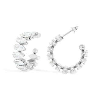 18K Gold PVD Stainless Steel Marquis CZ Stone Hoop Earrings - Rise and Redemption