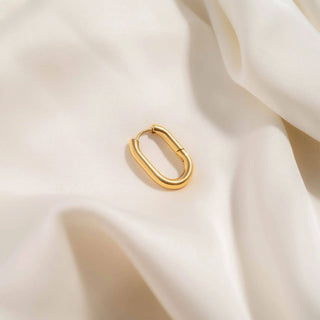18K Gold PVD Stainless Steel Oval Huggie Earrings - Rise and Redemption