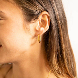 18K Gold PVD Stainless Steel Oval Huggie Earrings - Rise and Redemption