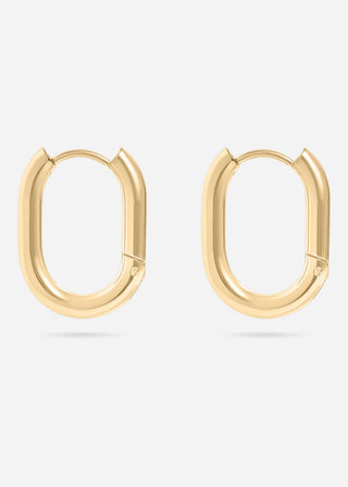 18K Gold PVD Stainless Steel Oval Huggie Earrings - Rise and Redemption