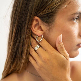 18K Gold PVD Stainless Steel Oval Huggie Earrings - Rise and Redemption