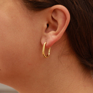 18K Gold PVD Stainless Steel Oval Huggie Earrings - Rise and Redemption