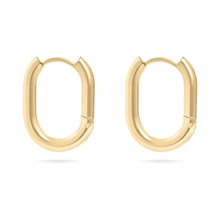 18K Gold PVD Stainless Steel Oval Huggie Earrings - Rise and Redemption