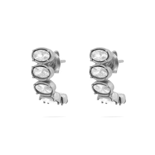 18K Gold PVD Stainless Steel Oval Stone Huggie Earrings - Rise and Redemption