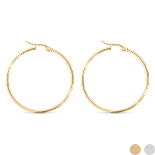 18K Gold PVD Stainless Steel Round Tube Hoop Earrings - Rise and Redemption