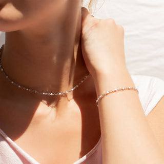 18K Gold PVD Stainless Steel White Confetti Chain Necklace - Rise and Redemption