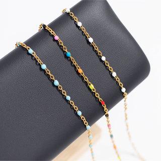 18K Gold PVD Stainless Steel White Confetti Chain Necklace - Rise and Redemption