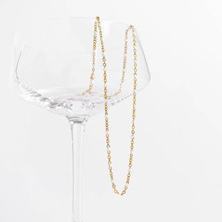 18K Gold PVD Stainless Steel White Confetti Chain Necklace - Rise and Redemption