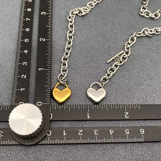 18K Golden SS Two Tone Heart Charm Y - neck Chain Necklace - Rise and Redemption