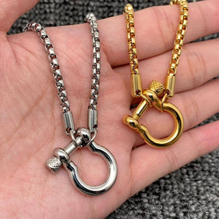 18K Golden S.Steel Horseshoe Buckle Charm Necklace - FGS - Rise and Redemption