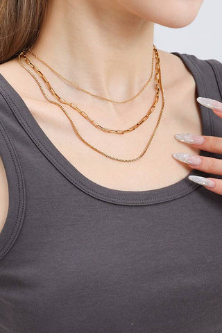 18K STAINLESS STEEL TARNISH FREE LAYERED NECKLACE | 40NK346 - Rise and Redemption