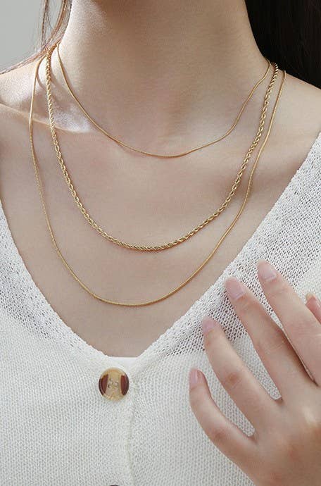 18K STAINLESS STEEL TARNISH FREE LAYERED NECKLACE | 40NK362 - Rise and Redemption