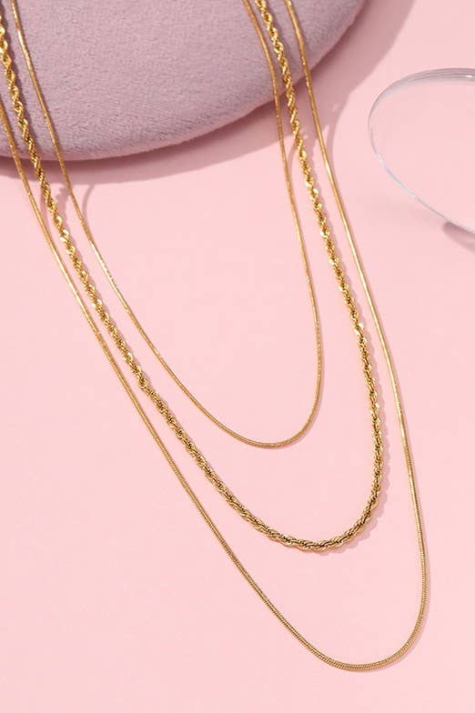 18K STAINLESS STEEL TARNISH FREE LAYERED NECKLACE | 40NK362 - Rise and Redemption