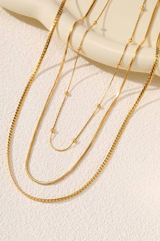 18K STAINLESS STEEL TARNISH FREE LAYERED NECKLACE | 40NK363 - Rise and Redemption