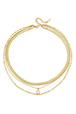 18K STAINLESS STEEL TARNISH FREE LAYERED NECKLACE | 40NK9636 - Rise and Redemption