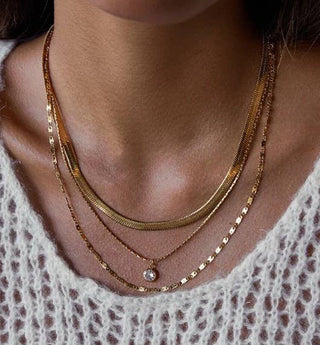 18K STAINLESS STEEL TARNISH FREE LAYERED NECKLACE | 40NK9636 - Rise and Redemption