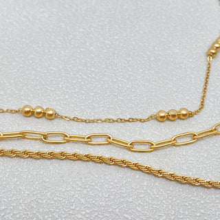18K Gold-plated Stainless Steel 3-layer Chain Necklace