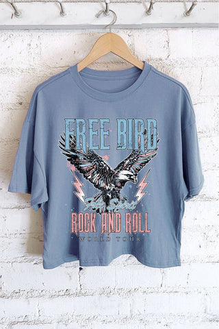FREE BIRD FREE SPIRIT EAGLE ROCK AND ROLL GRAPHIC LONG CROP