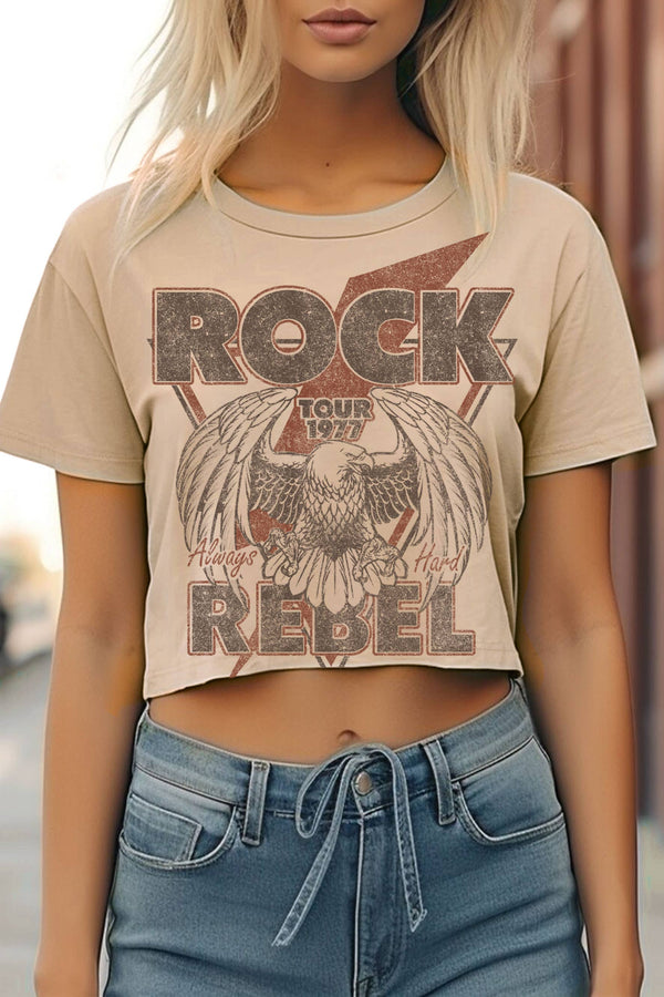 ROCK REBEL GRAPHIC SHORT CROP TOP