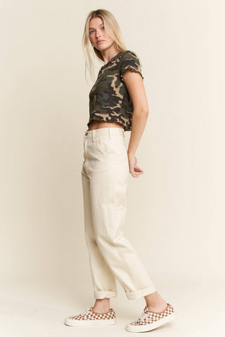 SHORT SLEEVE CAMO PRINT TOP: Camouflage / 3XL