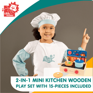 2 - in - 1 Mini Kitchen Wooden Play Set with 15 - Pieces - Rise and Redemption