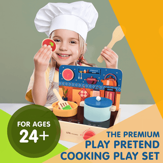 2 - in - 1 Mini Kitchen Wooden Play Set with 15 - Pieces - Rise and Redemption