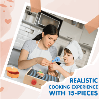 2 - in - 1 Mini Kitchen Wooden Play Set with 15 - Pieces - Rise and Redemption
