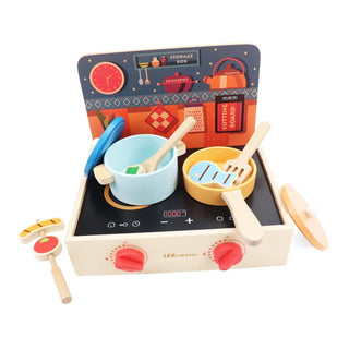 2 - in - 1 Mini Kitchen Wooden Play Set with 15 - Pieces - Rise and Redemption