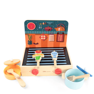 2 - in - 1 Mini Kitchen Wooden Play Set with 15 - Pieces - Rise and Redemption