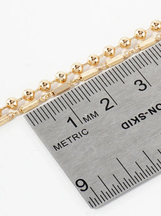 2 - PC - Set Polished Brass 3mm Ball - Chain 5mm Box - Chain 27 - 28 - inch Long Layered Necklace Set - with - Earrings - Rise and Redemption