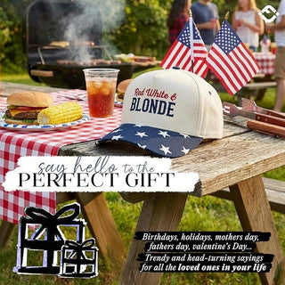 2 - Tone Cap - Red White & Blonde - Start Print - Navy/Beige - Rise and Redemption