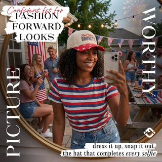 2 - Tone Cap - Red White & Brunette - Star Print - Red/Beige - Rise and Redemption