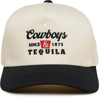 2 - Tone Embroidered Cap - Cowboys and Tequila - Black/Beige - Rise and Redemption